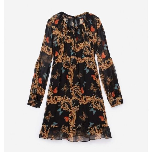 The Kooples Royal Butterfly Dress Multi Size Medium Silk Baroque - Picture 3 of 7